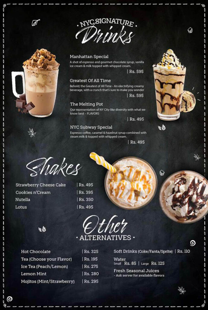 New York Coffee Menu Karachi 