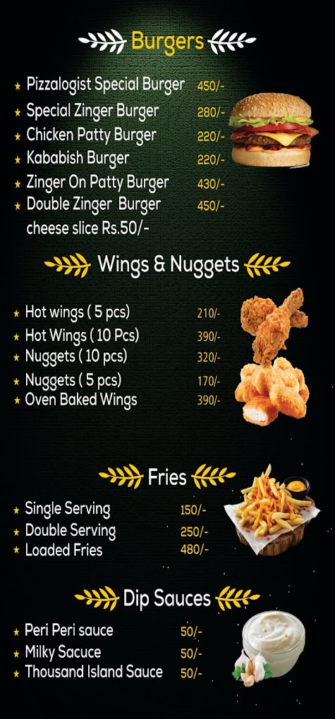 Pizzalogist Bahawalpur Menu