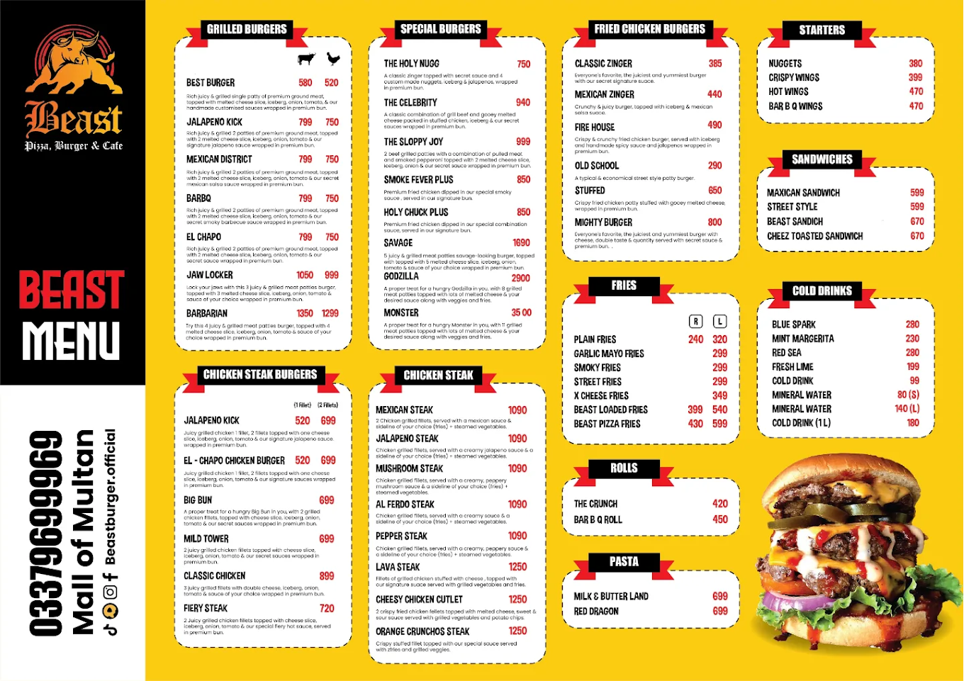 Beast Burger Multan Menu 